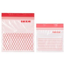 이케아 ISTAD 이스타드 지퍼백 레드 소 미니 2사이즈 60입 1L&0.4L, 1팩, 소(S)