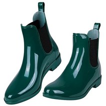 레인 부츠 장화 장마 첼시 앵클 샤이니 여성용 방수 어퍼 라운드 토 탄성 밴드 로우솔 패션 미끄럼 방지 숙녀 신발