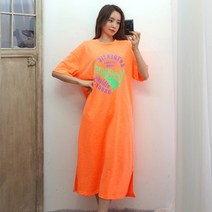 이힝 뉴요커 프린팅 네온 홈웨어 롱원피스