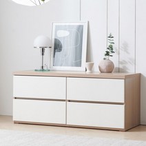 국산 와이드서랍장 2단 서랍장 이단 1200 티비 서랍 거실, 아카시아아이보리