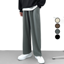 [ 당일 출고 ] 남녀공용 면 기모 사계절 스판 밴딩 트레이닝 와이드 팬츠 바지 (이브컴퍼니77-1)
