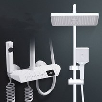 샤워기헤드 필터 블랙 레인 폴 욕실 샤워 수도꼭지 세트 헤드 분무기, A4-Hot Cold