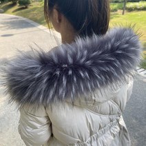 밍크 폭스 라쿤 퍼 후드 카라 모피 리폼 DIY 코디 set 여우 목도리 만들기 19종 컬러, 아이보리 검정 팁