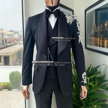남성용 우아한 웨딩 수트 정장 신부 드레스 비즈 재킷 조끼 바지 파티 턱시도 블랙 3 피스 2022, XS, GRAY