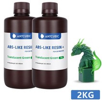ANYCUBIC-ABS-Like Resin 3D 프린터 UV 레진 405nm LCD DLP 용 강력한 포뮬러 프린팅 정확도 최대 0.1mm A, 06 Tran Green 2 KG