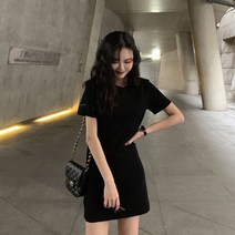 여성 심플 반팔 데일리코디 미니 원피스 4컬러