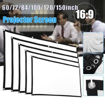 60 72 84 100 120 150 인치 심플 접이식 프로젝션 스크린 커튼 169 Uutdoor HD 프로젝터, 03 100 인치