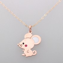 18K GOLD 체인포함 찍찍제리제리 쥐띠 미아방지목걸이 BP1016, 단품