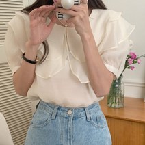 [랜덤플레이] 꽃잎 카라 프릴 쉬폰 샤랄라 블라우스