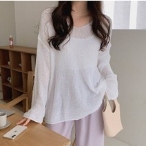 퍼니걸스 6355 데일리 브이넥 부클 긴팔 니트 여성의류