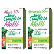 [Webber Naturals]웨버네츄럴 모스트 컴플릿 멀티비타민 실버맨&실버우먼 90정-2병(채식주의자를 위한 종합영양제!), 2병, 292g