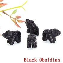 비스무트 1.2 "곰 동상 천연 석재 크리스탈 손 조각 영기 치유 보석 동물 입, 1pc, 03 Black Obsidian