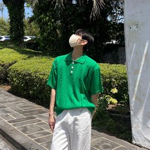 케이블 미니 꽈베기 쿨 린넨 카라넥 반팔 니트(5color)