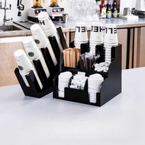 테이크아웃컵 홀더 디스펜서 거치대 카페 일회용컵, 세트 블랙