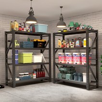 중량 랙 철제 선반 작업대 보관고 적치대 진열대, 매트 블랙 100 x 40 x 180 4단