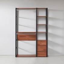 아트박스/플레인홈 도이츠 철제 드레스룸 1200 수납 2단 옷장 세트, 멀바우블랙