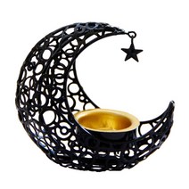 Eid Mubarak Metal Moon encense 버너 우아한 가정 장식 이슬람 무슬림 아로마 테라피 버너 라마단 축제 용품, 검은색