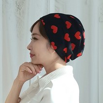 코튼 하트 항암두건/한겹비니/사계절모자