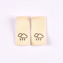 면직 날씨 패턴 베이지 라벨 50 개 의류 관리용 봉제 액세서리 가방 태그 세탁 가능 42x20mm c2440, [05] 5