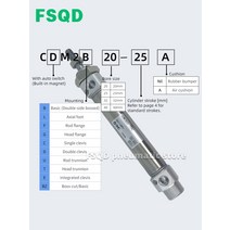 공압 부품 CDM2B20-25 50 60 75 80 100 125 Z A AZ SMC 공압 공기 실린더 표준 유형 복동 단일로드 CM2 시, 01 CDM2B20-25Z