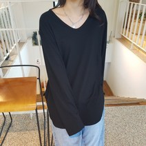 상상그이상 여성용 국내제작 웨이스 롱 긴팔 티셔츠 레이어드 안에 입는티 유넥 간절기 데일리룩 루즈핏 체형커버 맨투맨 속에 입을 여자티셔츠