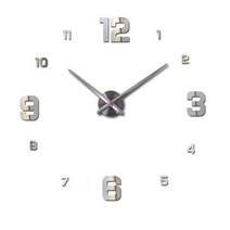 현대 디자인 큰 벽시계 3D DIY 석영 시계 유행 시계 아크릴 거울 스티커 거실 가정 장식 Horloge, Sliver A_27 inch 2D (No EVA)