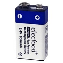 엑타코 일렉푸드 9V 650mAh 리튬폴리머 사각충전지 - 1개