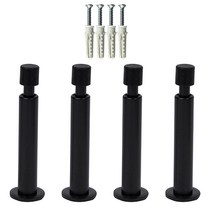 스프링 도어 완충 방문 스토퍼 4개입 세트 + 설치 피스 칼블럭, 블랙