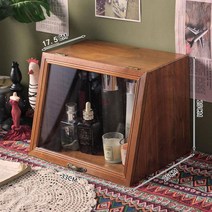 우드 쇼케이스 원목 디저트 진열장 진열장 보관함 쿠키 미닫이문 빵 장식장, 칸막이 없는 투명 유리 갈색 사선 플랩(후판)