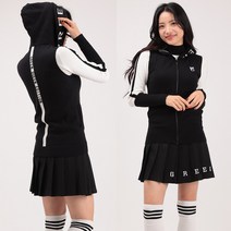 여성 골프웨어 영어후드 풀집업 니트조끼 에슬레저룩