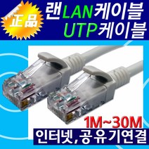 UTP 랜 인터넷 케이블 1M~30M 컴퓨터렌선 랜선 랜케이블 UTP 인터넷선 1M 2M 3M 5M 10M 15M 20M 30M 공유기선 네트워크선 네트웍선 공유기케이블, 랜선10M, 1개