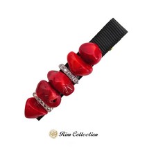 림컬렉션 천연산호가든 큐빅바 집게 머리핀 / 수제머리핀 / 헤어악세사리 / 원석머리핀