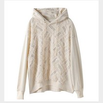 여자 후드 티 반팔 올매치 스타일 니치 스팽글 메쉬 풀오버 봄 가을