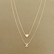 레이어드목걸이 두줄 2 금 뱀줄 20대 여자데일리 요즘유행 최신 선물 하트 미니골드 알파벳 미아방지 바 자음 모음 여자 H 강아지 여성용 심플 6 글자 펜던트 개성 있는 얇은 작은