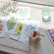 솜씨키트 수채화 식물 테라피 컬러링 직장인 취미 미술 재료 DIY 키트 집콕 취미, 기본패키지