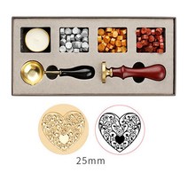 실링왁스세트 스탬프 왁스 인감 상자 키트 저녁 결혼식 초대장 장식 디핑 냄비 세트 스탬핑 플레이트 용융 포장 공예 용품, 04 stamp set 4