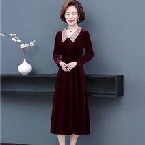 여성 벨벳 원피스 긴팔 롱 원피스 엄마옷 마담옷 빅사이즈 SFW