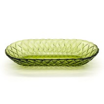 Antique 인디아나 글라스 프리첼 그린 Pretzel Green 오발 샐러리 보울 빈티지글라스 유리볼 레트로감성