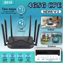 QOS VPN WPS 기능 300Mbps 네트워킹 CPE LTE 무선 모뎀 USB SIM 카드 라우터 4G 와이파이 핫스팟 컴퓨터 사무실 가정용 B618, Israel Version_미국 플러그