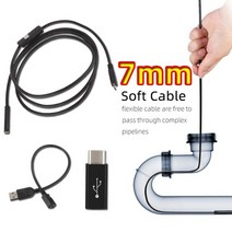 CCTV 안드로이드 전화 용 7mm 5.5mm 내시경 카메라유연한 ip67 마이크로 usb c 렌즈 케이블 산업용 내시경 pc 6led 조절 가능, 협력사, 2m, 7mm 소프트 케이블