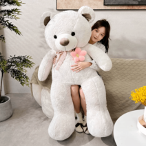 초대형 곰인형 쿠션 큰 리얼 애착 수면 심장 테디 베어 선물, 그레이플라워베어, 100cm