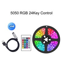 rgbled 스트립 led스트립라이트Led 스트립 조명 5V USB 유연한 네온 스마트 Rgb 테이프 5050 24K 컨트롤, 01 Non Waterproof_07 15M, 01 5050 24key RGB