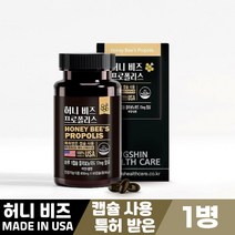 허니 비즈 프로폴리스 bee propolis 60캡슐 특허 캡슐 먹는방법, 1병, 허니 비즈 프로폴리스 600mg x 60캡슐