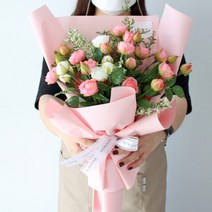 [모리앤]자나장미 프리미엄 조화꽃다발 2color, 핑크