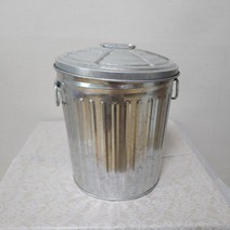 빈티지 원형양철휴지통-26cm 스텐휴 다용도 엔틱 쓰레기통 청소용품 인테리어 스텐레스, 1개