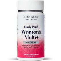 멀티비타민 Best Nest Wellness Daily Bird 여성용 종합비타민 프로바이오틱스 함유 메틸엽산 천연 전체 식품 유기농 혼합 1일 1회 비타민 글루텐 프리 보너스 스, [02] 여자 멀티+