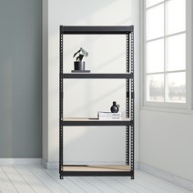 앵글선반 철제 창고 다용도실선반 4단 1500 x 900 x 2400, 블랙, 9mm 양면코팅 보드