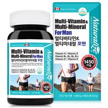 네추럴라이즈 캐나다 멀티비타민 앤 멀티미네랄 포맨 남성용 1450mg x 90정 비타민A 비타민C 비타민D 아연 구리 망간, 1박스
