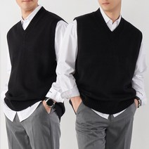 디엘크리 남성용 오버핏 니트 베스트 조끼