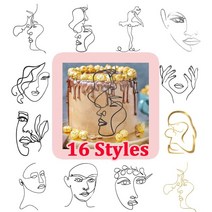 케이크만들기 데코 키트 세트 art lady face cake topper 아크릴 미니멀리스트 소녀 생일 케이크 장식 웨딩 케이크 토퍼 여성 생일 용품